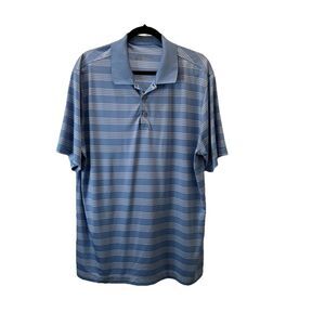 Nike Golf Polo Shirt Mens XL Short Sleeve Dri Fit Tour Performance Blue Striped